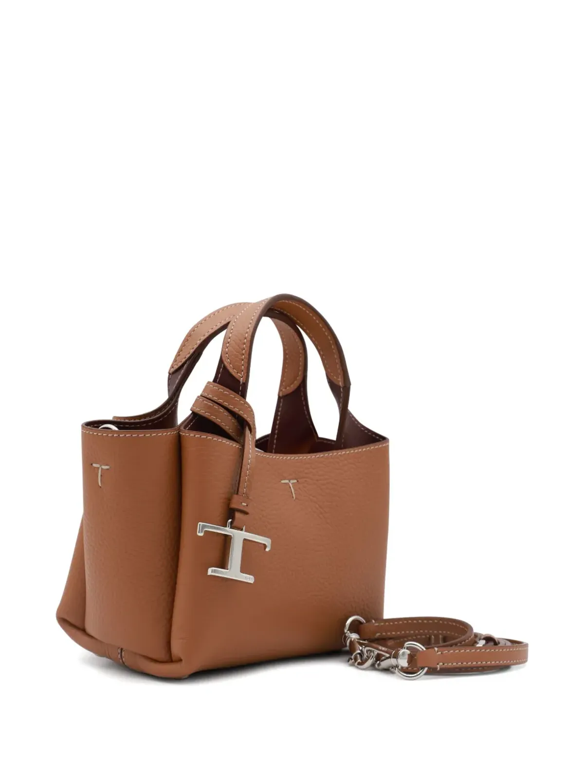 Tod's エンボスロゴ入りレザートートバッグ - ブラウン - 画像3
