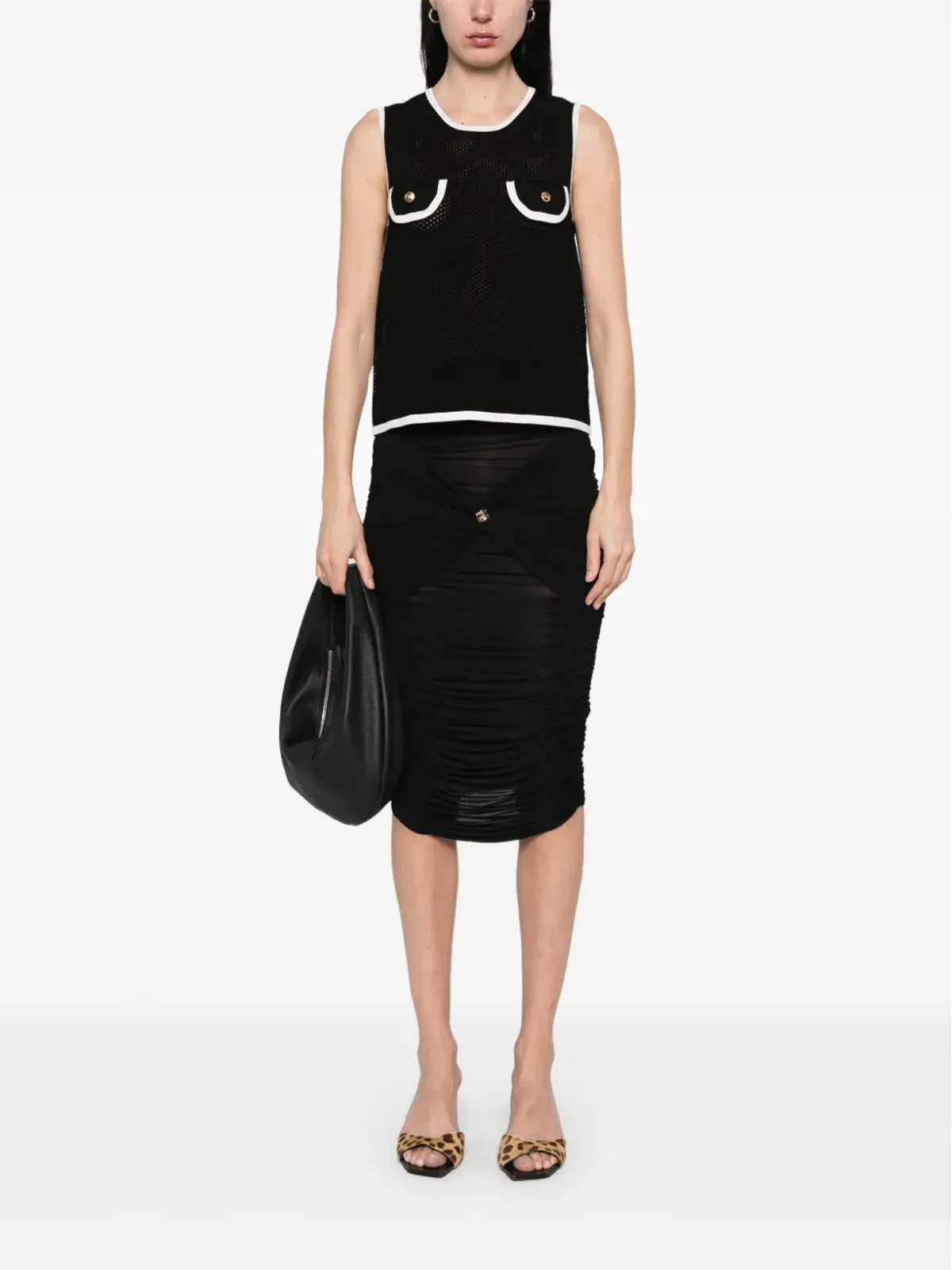 Elisabetta Franchi オープンニット タンクトップ - 画像2