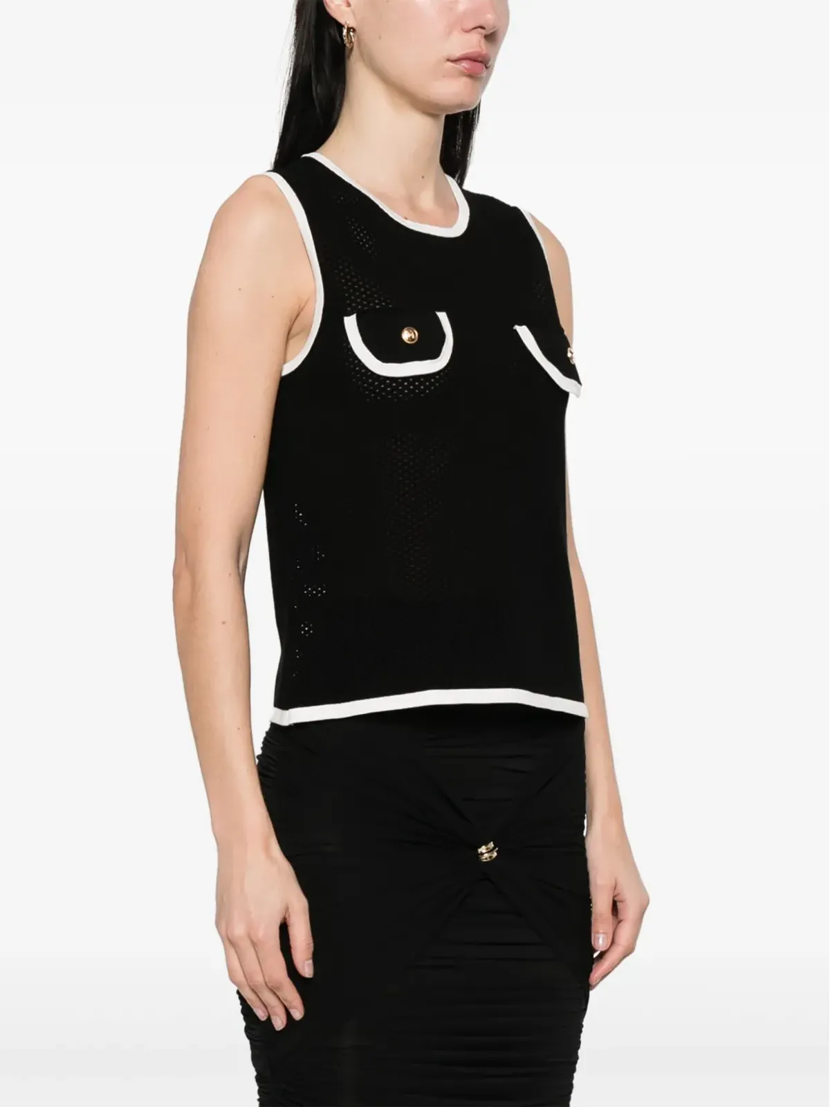 Elisabetta Franchi オープンニット タンクトップ - 画像3
