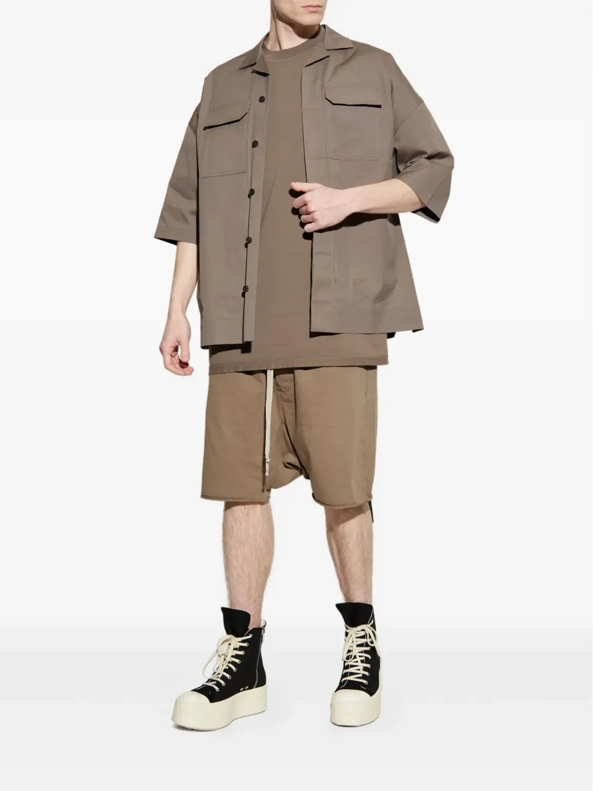Rick Owens DRKSHDW 背面ステッチディテールTシャツ ブラウン - 画像2