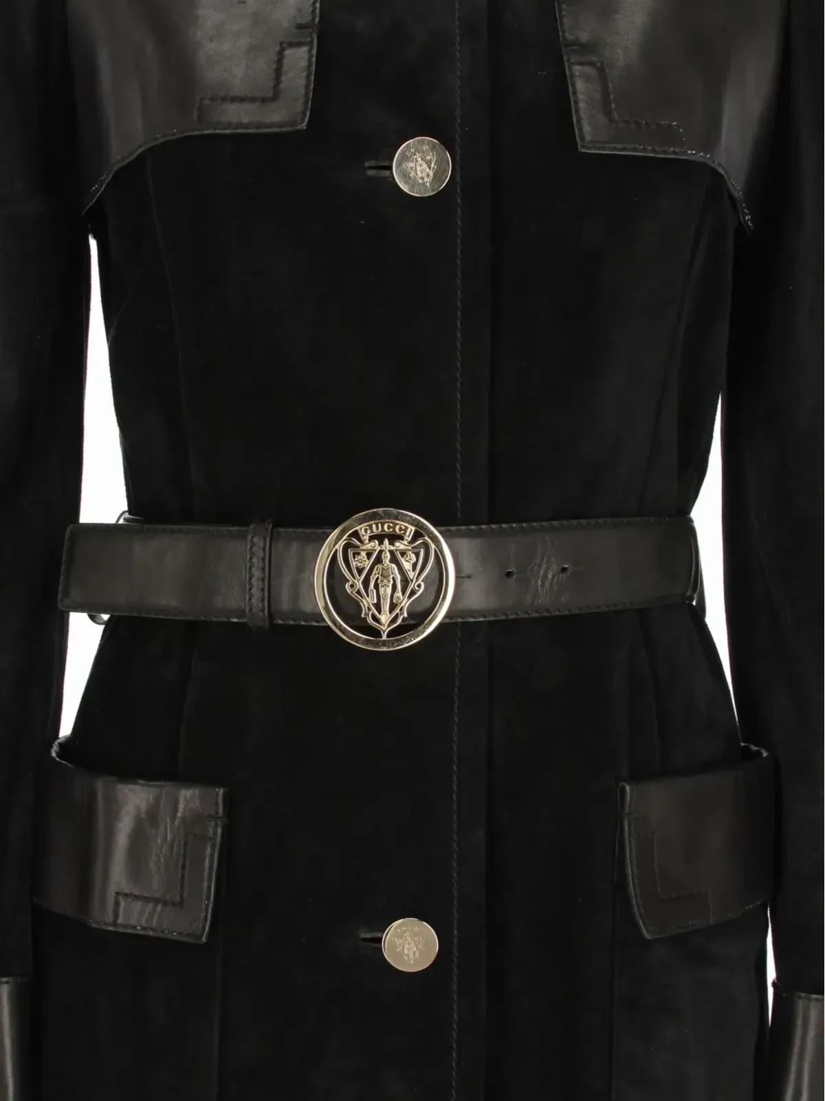 Gucci ビンテージ 2010年代 ベルテッドトレンチコート - ブラック - 画像3