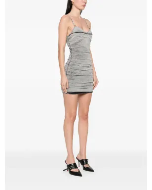 Elisabetta Franchi ショルダーストラップ付きデニムミニドレス - グレー - サムネイル3