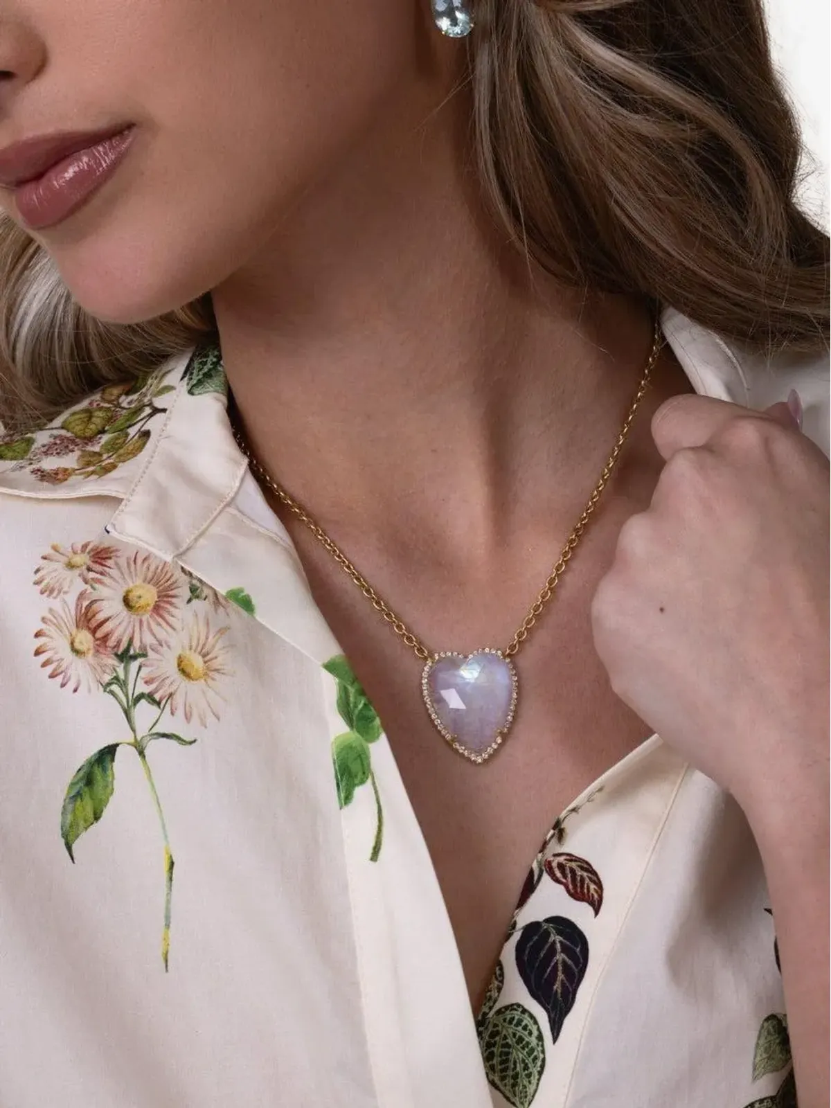 Irene Neuwirth 18K yellow gold Love moonstone necklace - 画像2