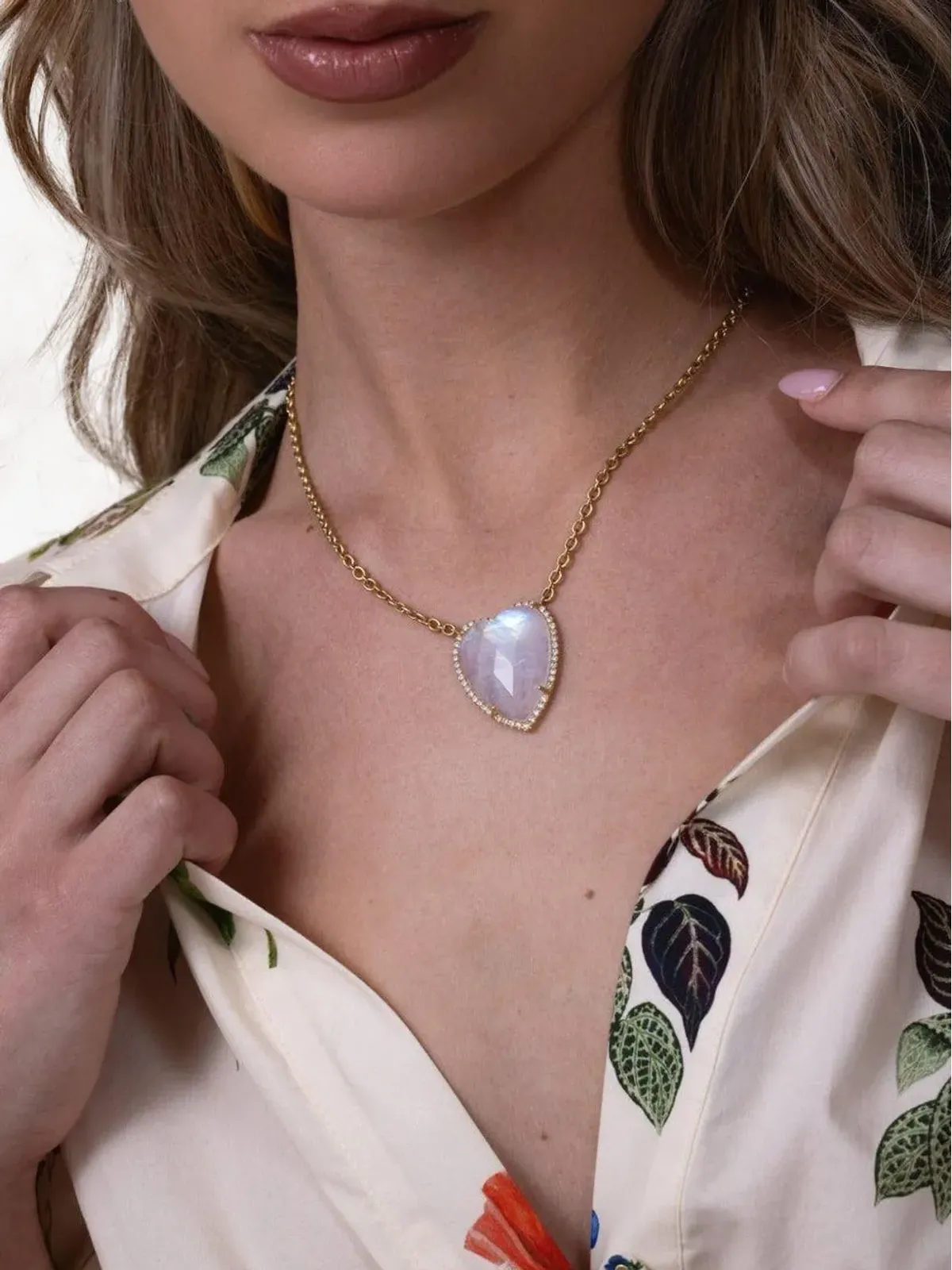 Irene Neuwirth 18K yellow gold Love moonstone necklace - 画像4