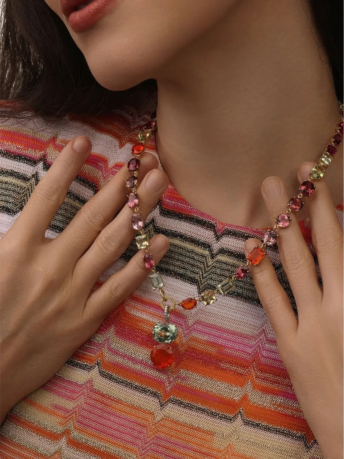 Irene Neuwirth 18K イエローゴールド ファイアオパールとトルマリン ペンダント - 画像3