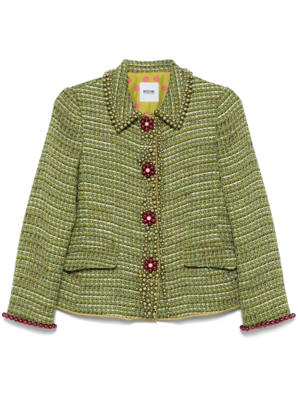 Moschino Pre-Owned 1990s cropped tweed jacket - Green - 画像1