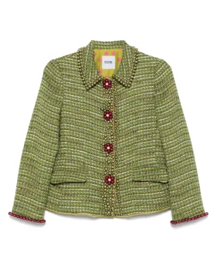 Moschino Pre-Owned 1990s cropped tweed jacket - Green - サムネイル1