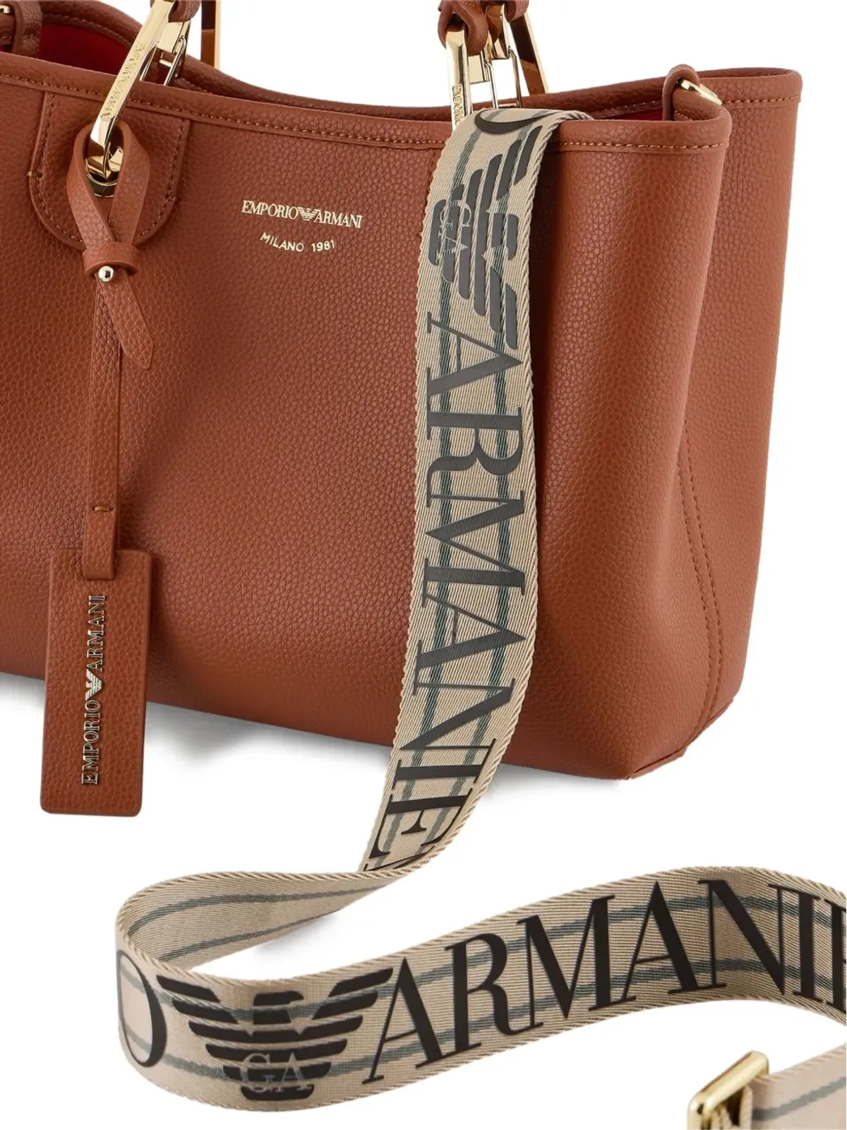 Emporio Armani レザー トートバッグ - ブラウン - 画像5
