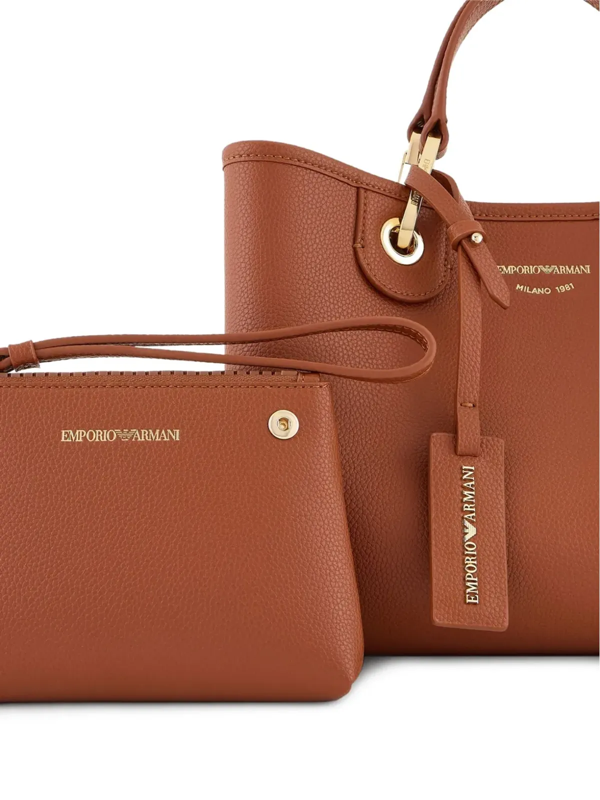 Emporio Armani レザー トートバッグ - ブラウン - 画像4