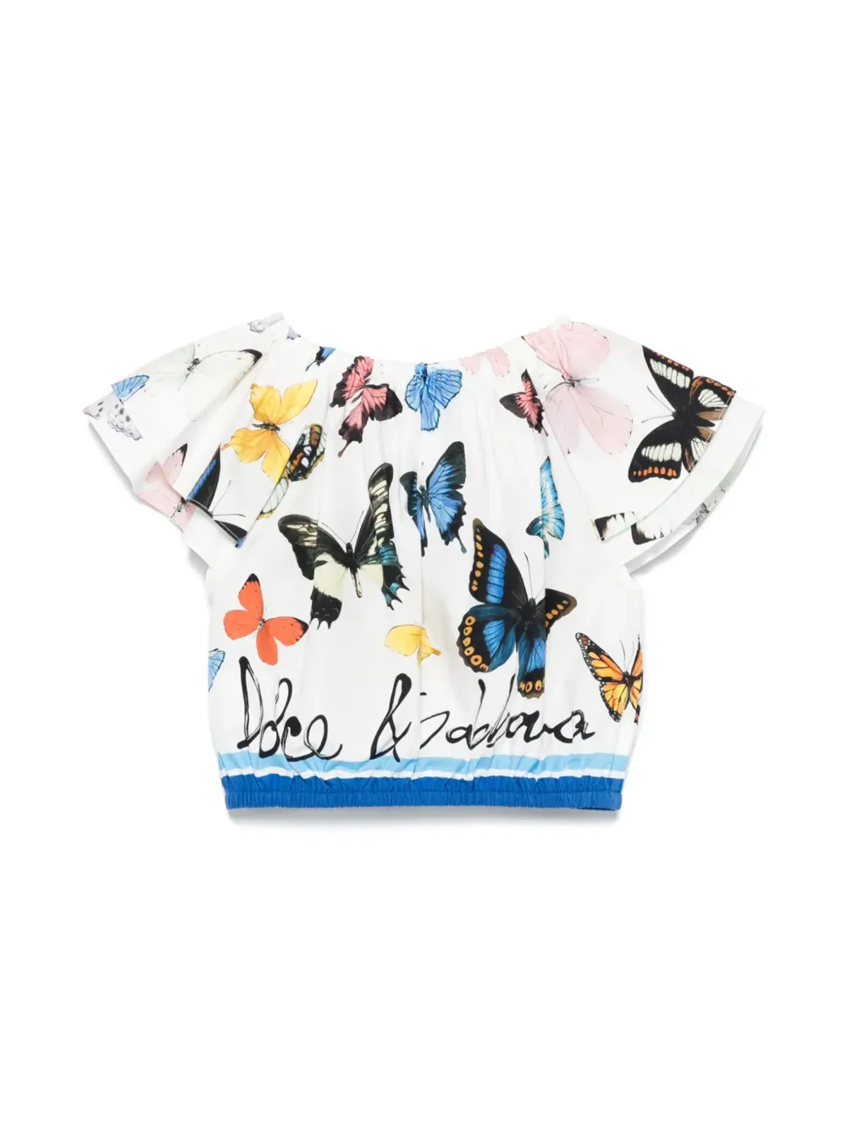 Dolce & Gabbana Kids 蝶柄プリントポプリン ブラウス - ホワイト - 画像2