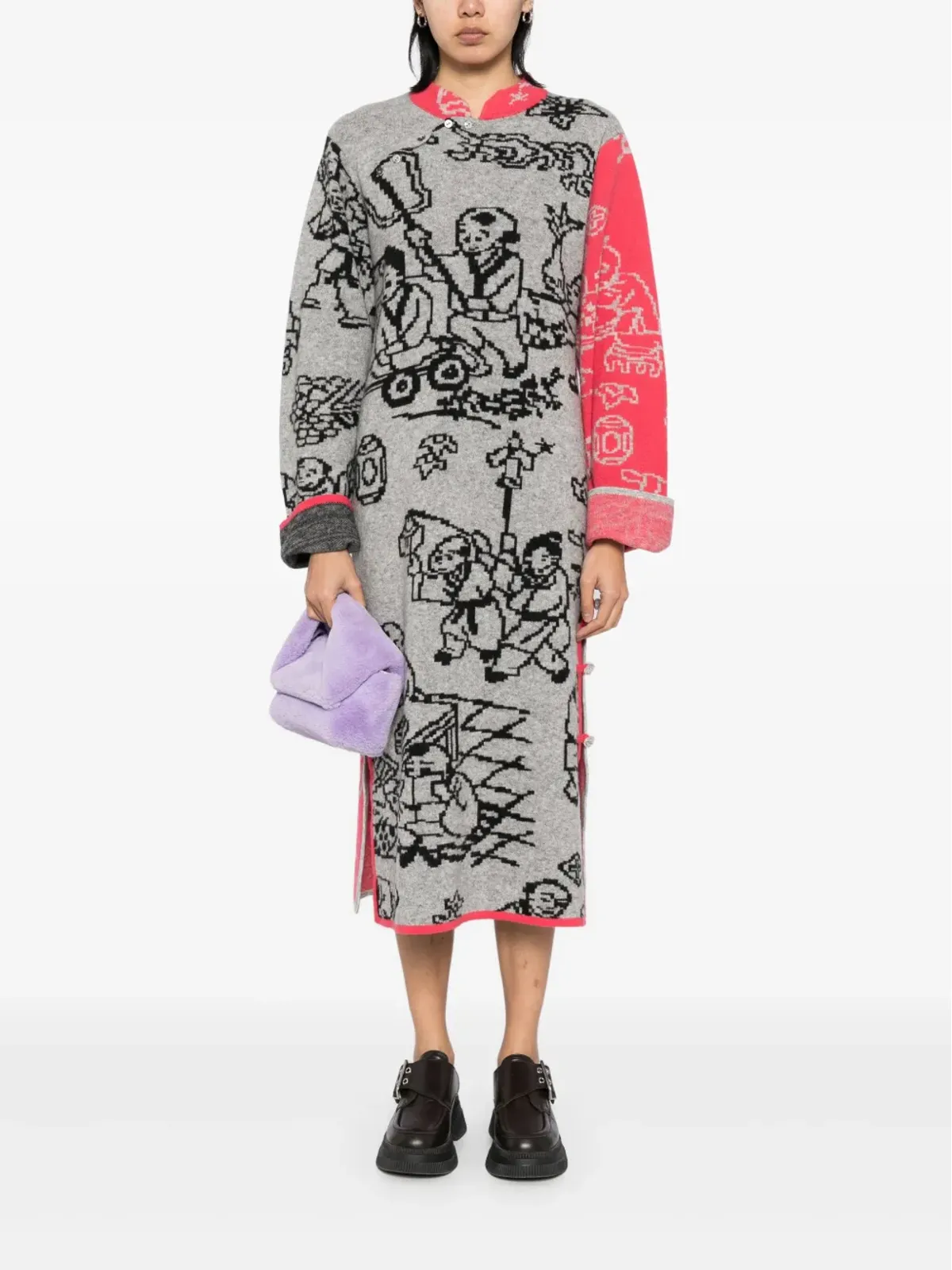 YANYAN KNITS パターン柄ニットワンピース - 画像2