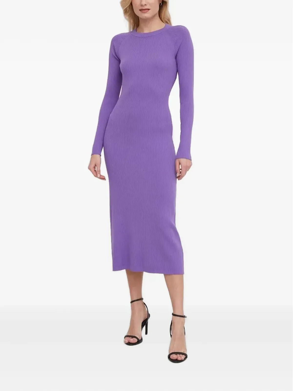 Sisley リブ編みオープンバックミディドレス - 画像1