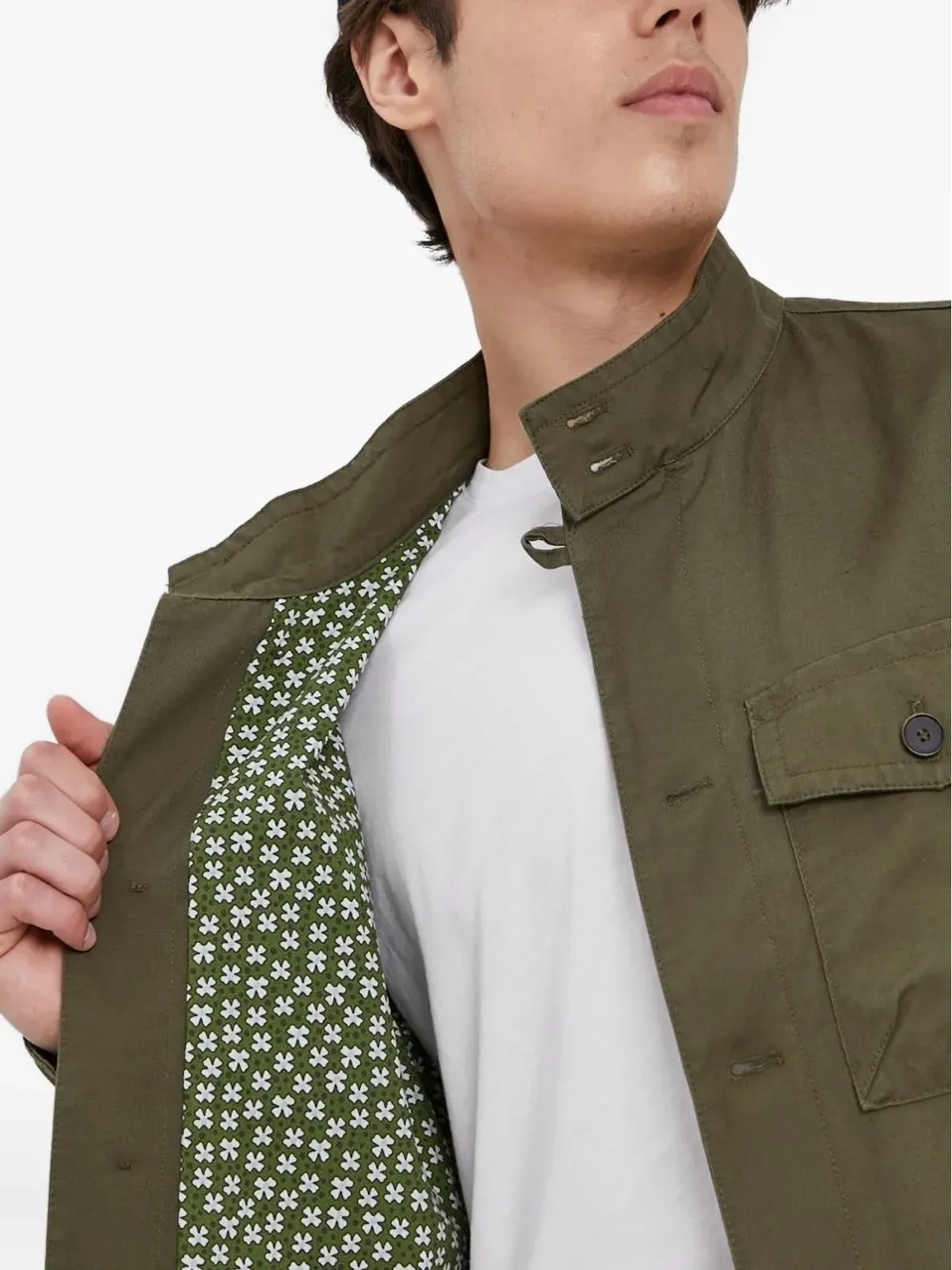 Sisley ボタン留めフラップポケット シャツジャケット - 画像4
