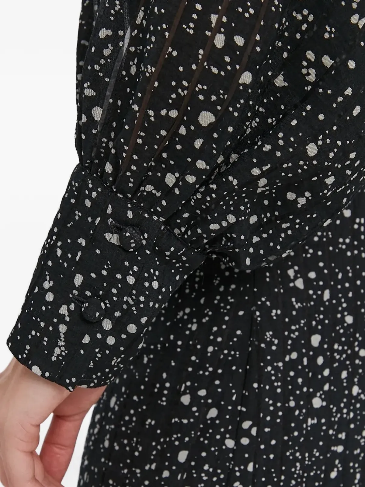 Sisley パフスリーブ speckle-print ドレス - ブラック - 画像5