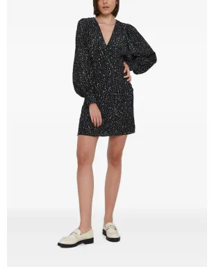 Sisley パフスリーブ speckle-print ドレス - ブラック - サムネイル2