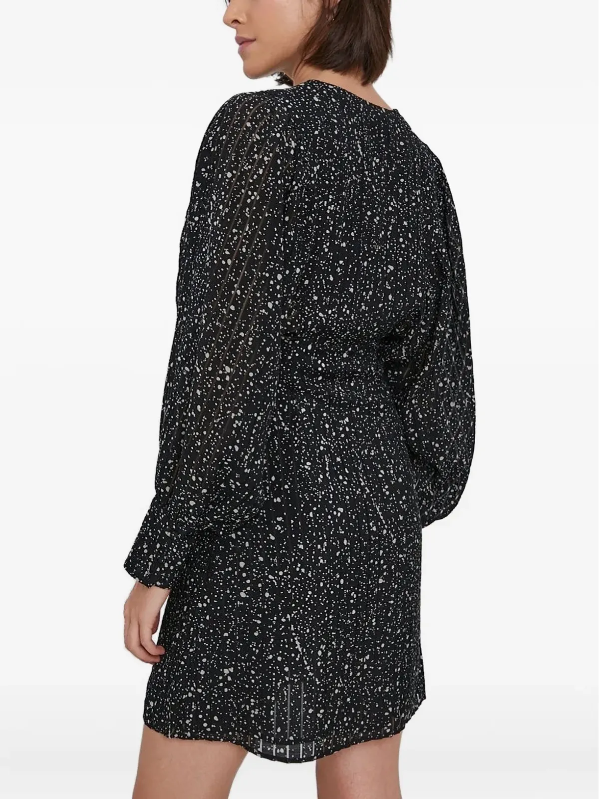 Sisley パフスリーブ speckle-print ドレス - ブラック - 画像3