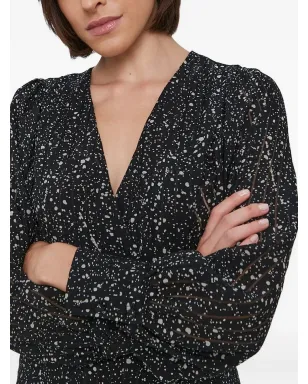 Sisley パフスリーブ speckle-print ドレス - ブラック - サムネイル4