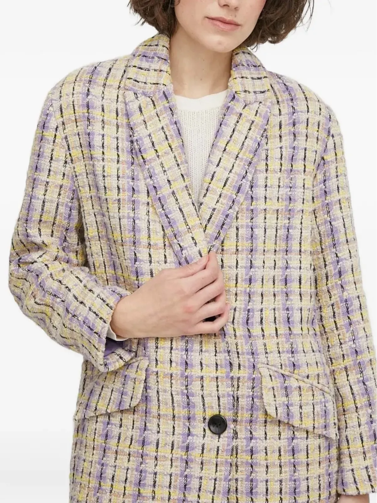 Sisley ツイードブレザー - Purple - 画像4