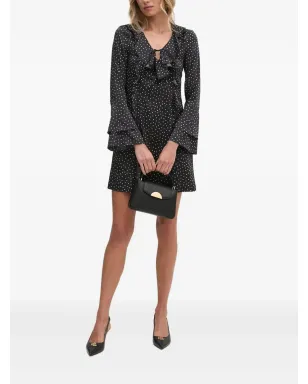 Sisley 黒のフリル付きドット柄ミニドレス - サムネイル2
