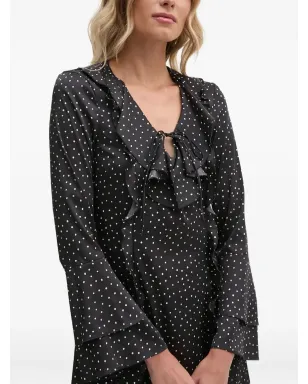 Sisley 黒のフリル付きドット柄ミニドレス - サムネイル3