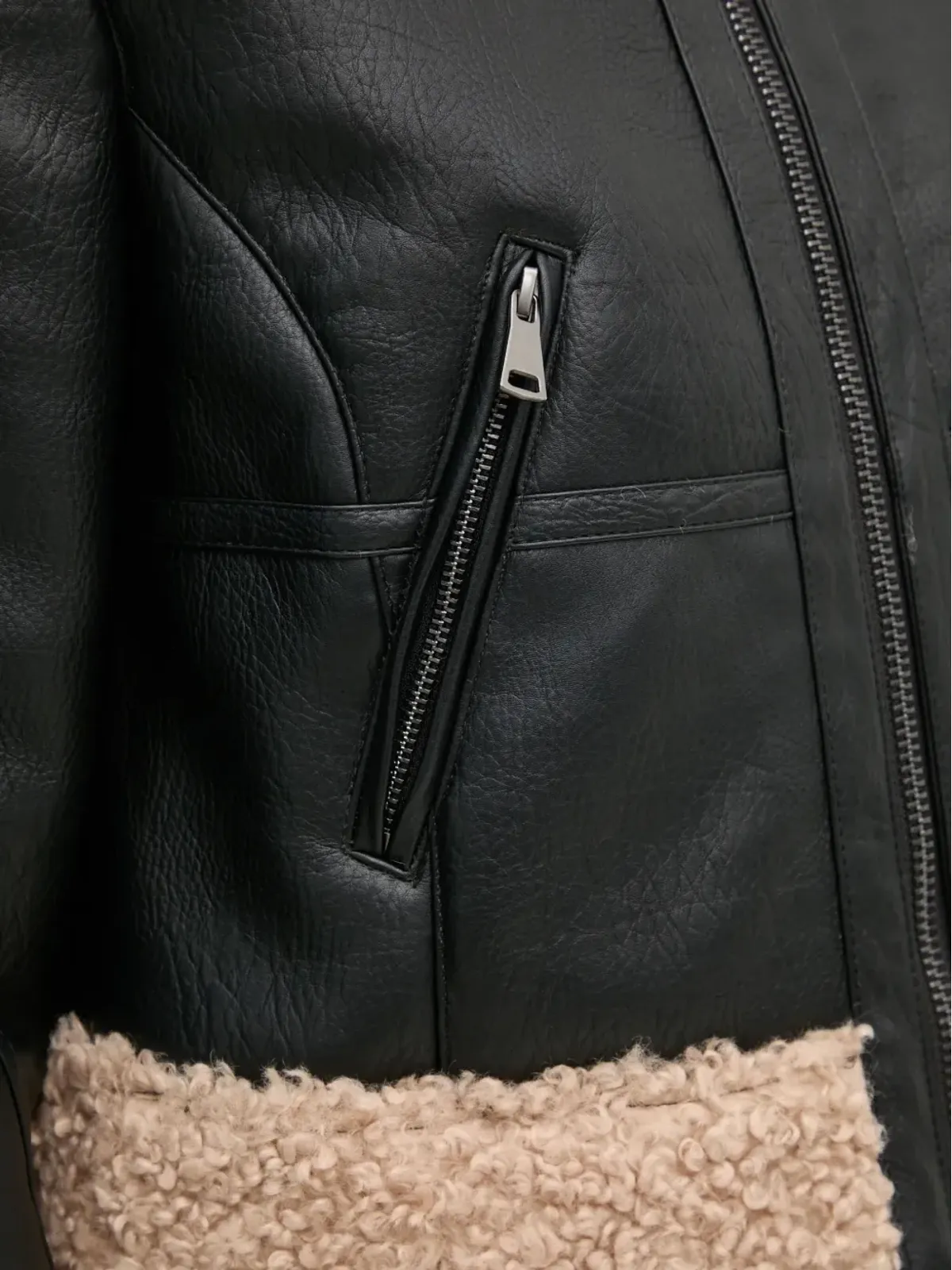 Sisley フェイクレザー ジャケット ブラック - 画像5