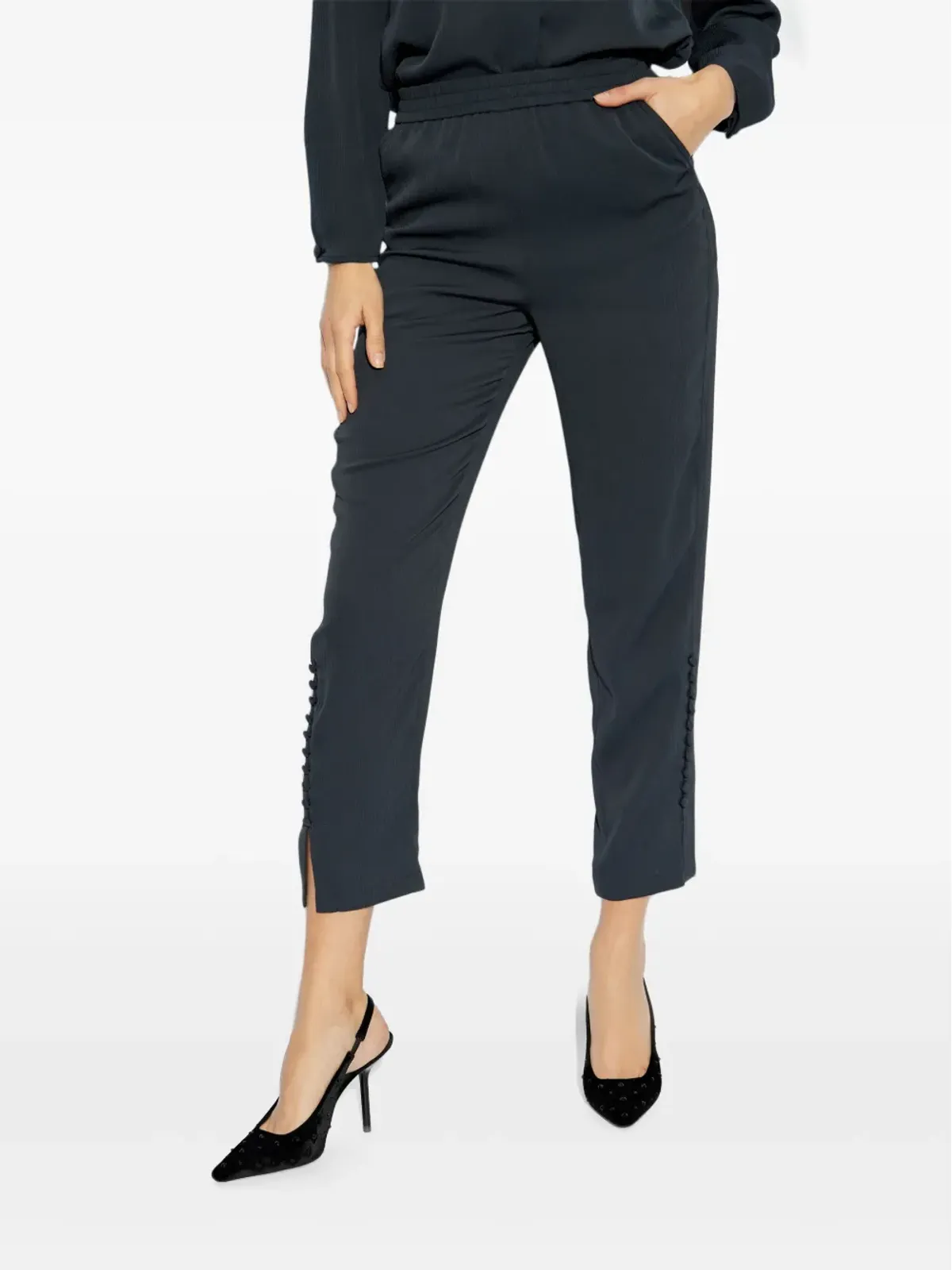 Emporio Armani ウエストゴム入り テーパードパンツ - ブルー - 画像3
