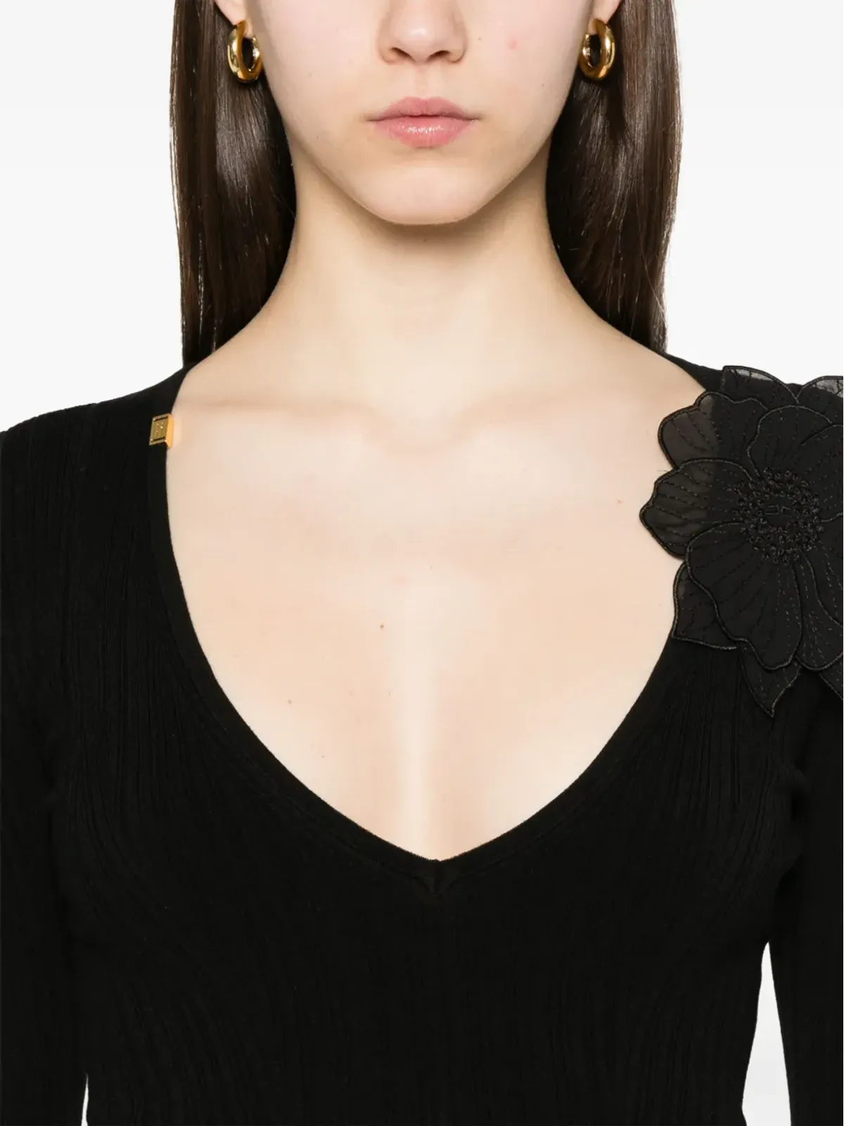 Elisabetta Franchi フローラルアップリケトップ - 画像5