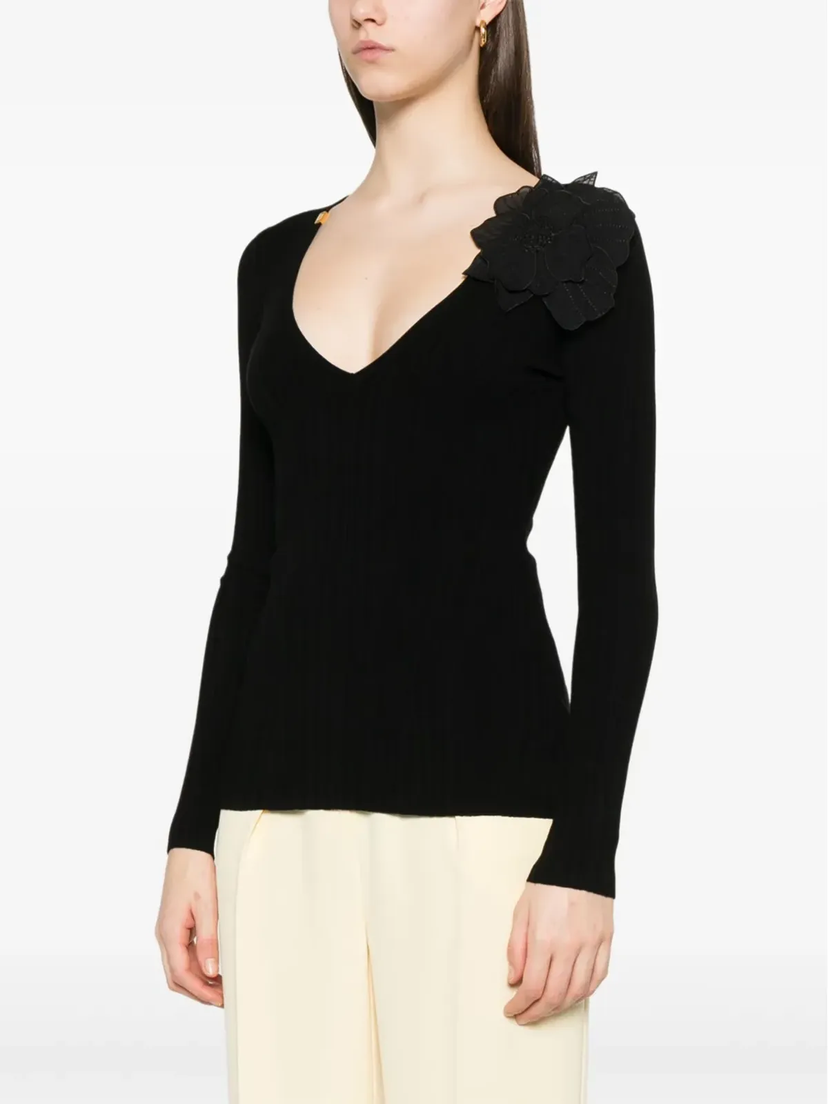 Elisabetta Franchi フローラルアップリケトップ - 画像3