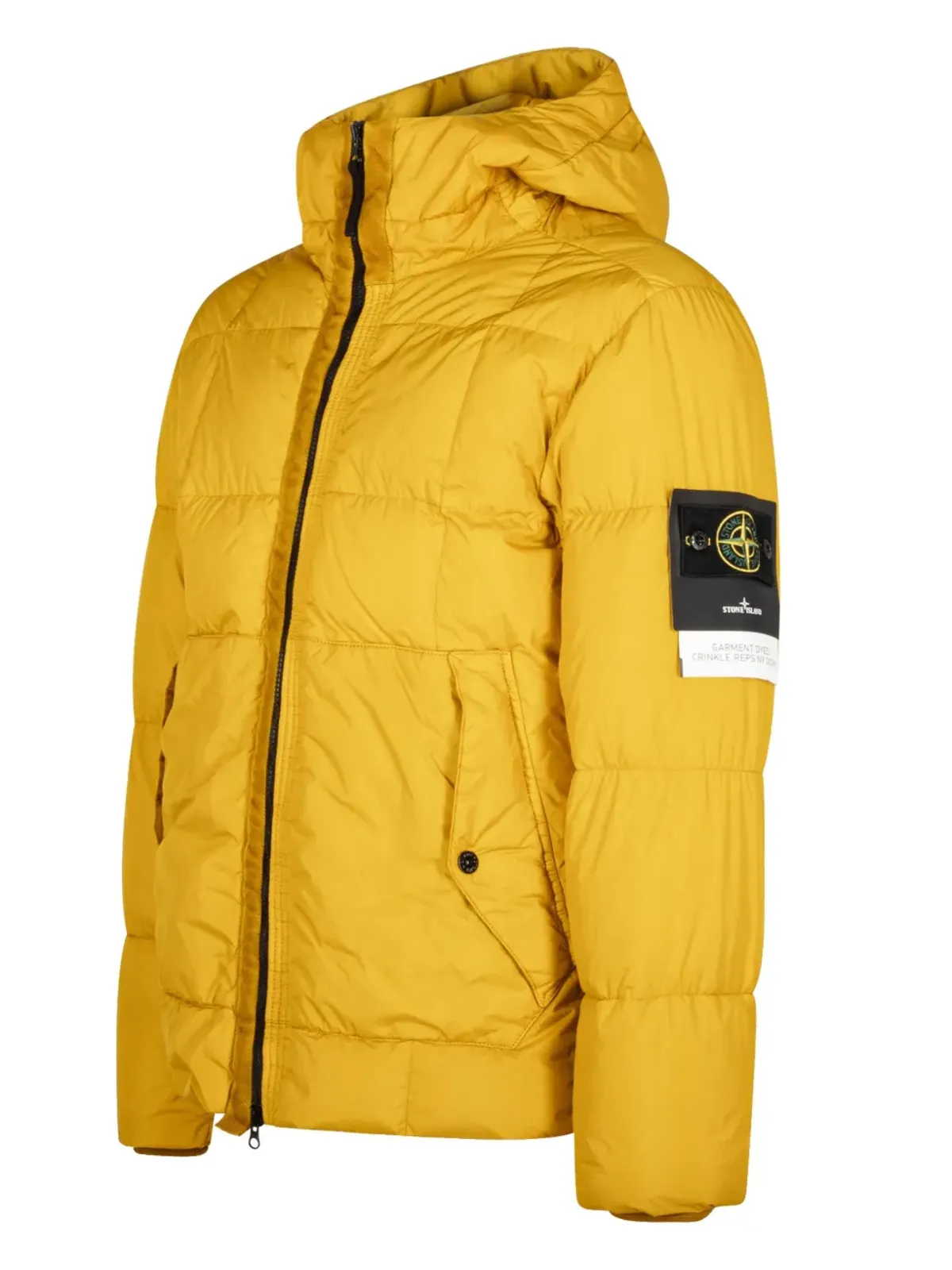 Stone Island マスタードカラーのシワ加工パディッドジャケット - 画像3