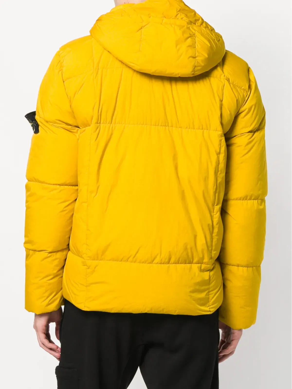 Stone Island マスタードカラーのシワ加工パディッドジャケット - 画像4