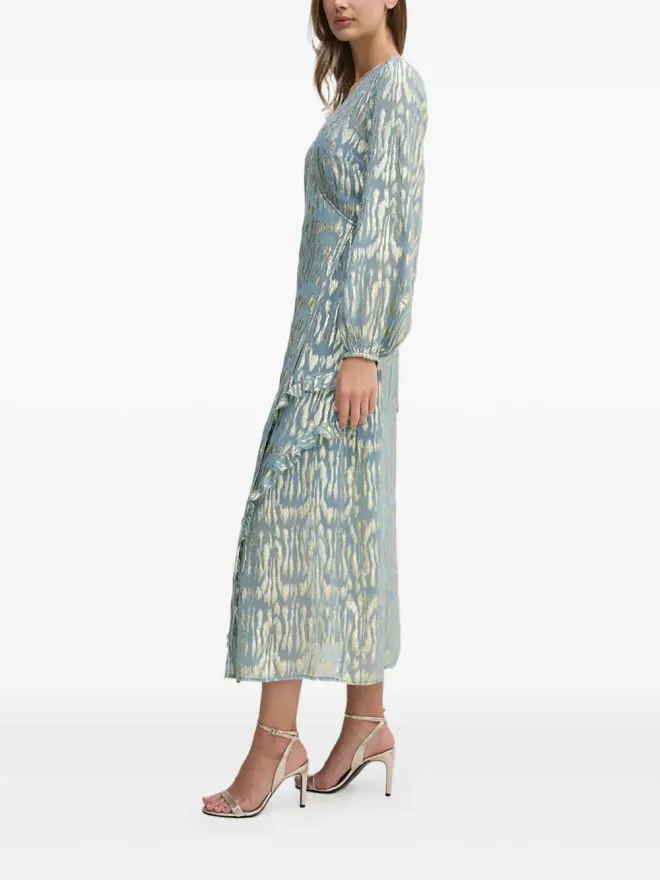 Never Fully Dressed NEVER FULLY DRESSED メタリックプリント フリルミディドレスの商品画像