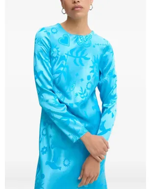 NEVER FULLY DRESSED long-sleeve printed dress - Blue - サムネイル5