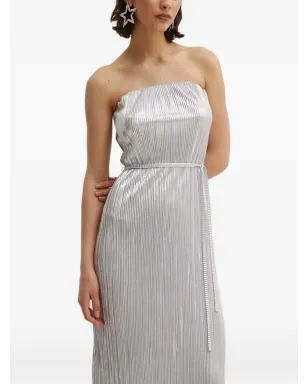 NEVER FULLY DRESSED Luna pleated tie-waist maxi dress - Grey - サムネイル1