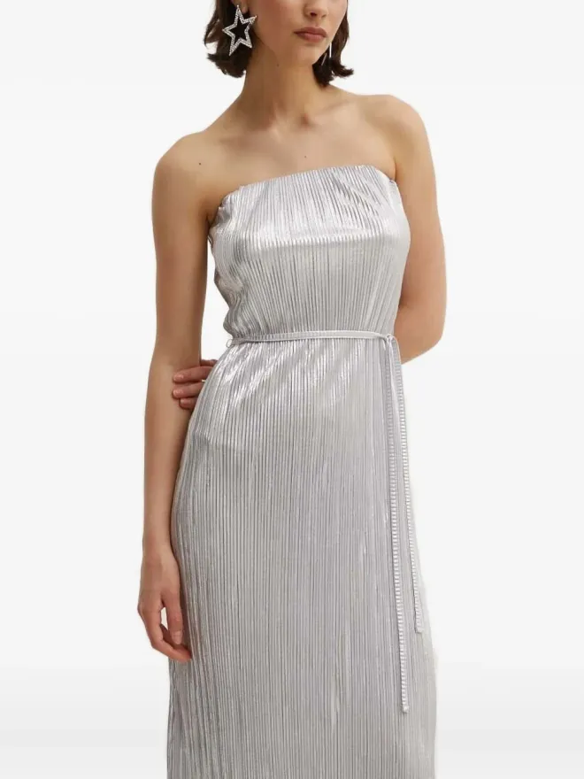Never Fully Dressed NEVER FULLY DRESSED Luna pleated tie-waist maxi dress - Greyの商品画像