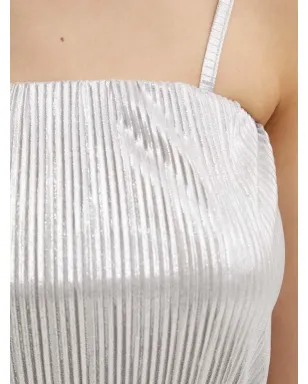 NEVER FULLY DRESSED Luna pleated tie-waist maxi dress - Grey - サムネイル5