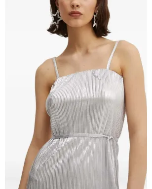 NEVER FULLY DRESSED Luna pleated tie-waist maxi dress - Grey - サムネイル4