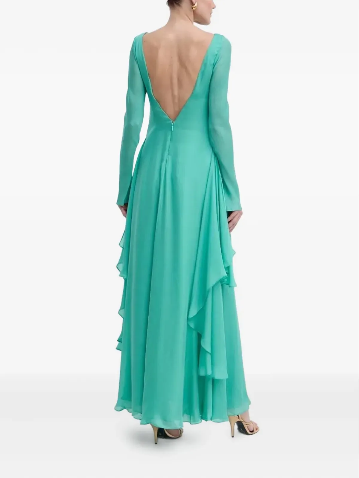 LUISA SPAGNOLI ruffled open-back maxi dress - Green - 画像2