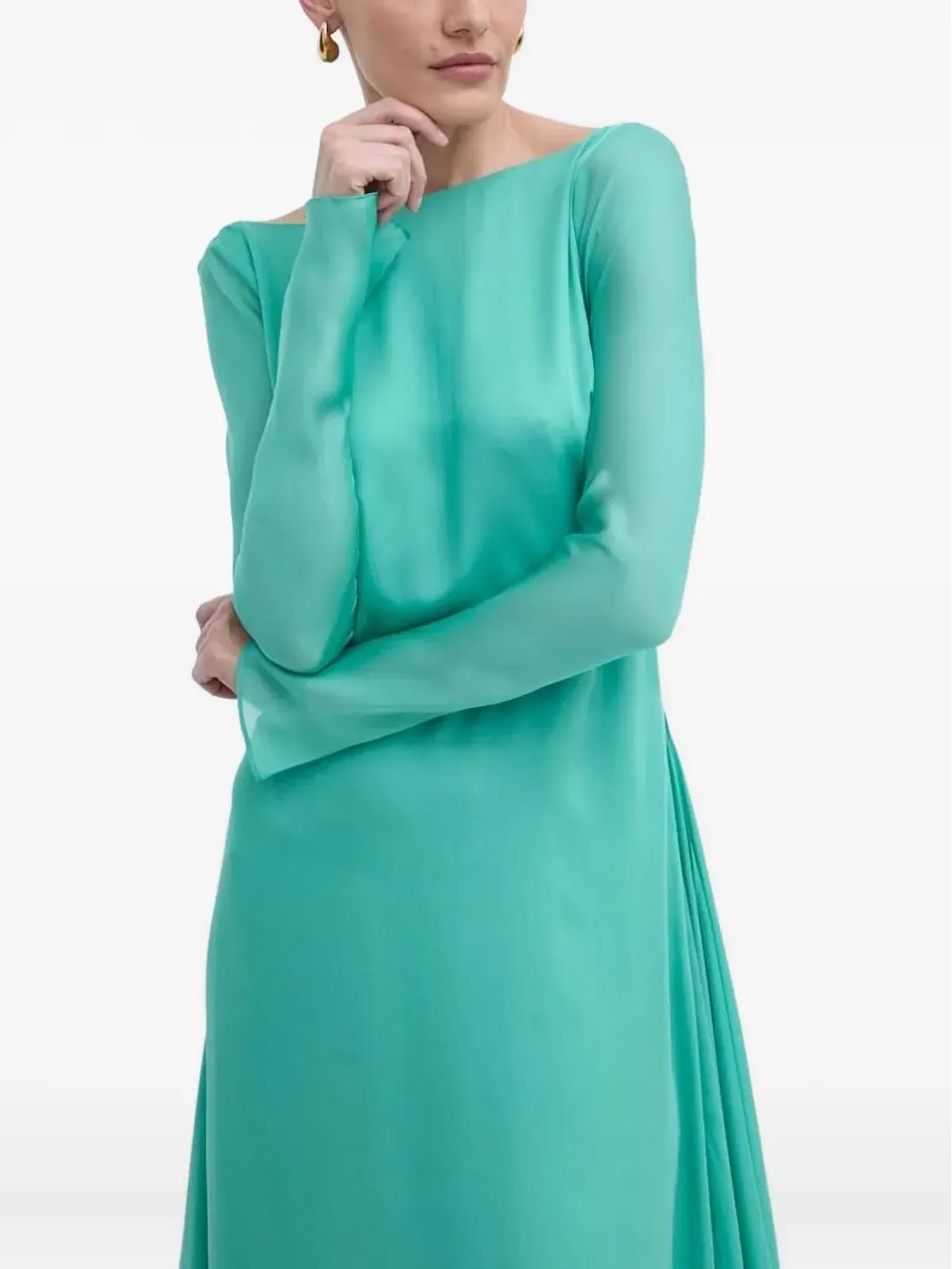 LUISA SPAGNOLI ruffled open-back maxi dress - Green - 画像4
