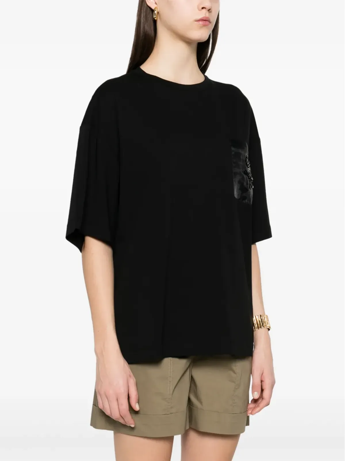 LIU JO ビーズロゴ Tシャツ - ブラック - 画像3