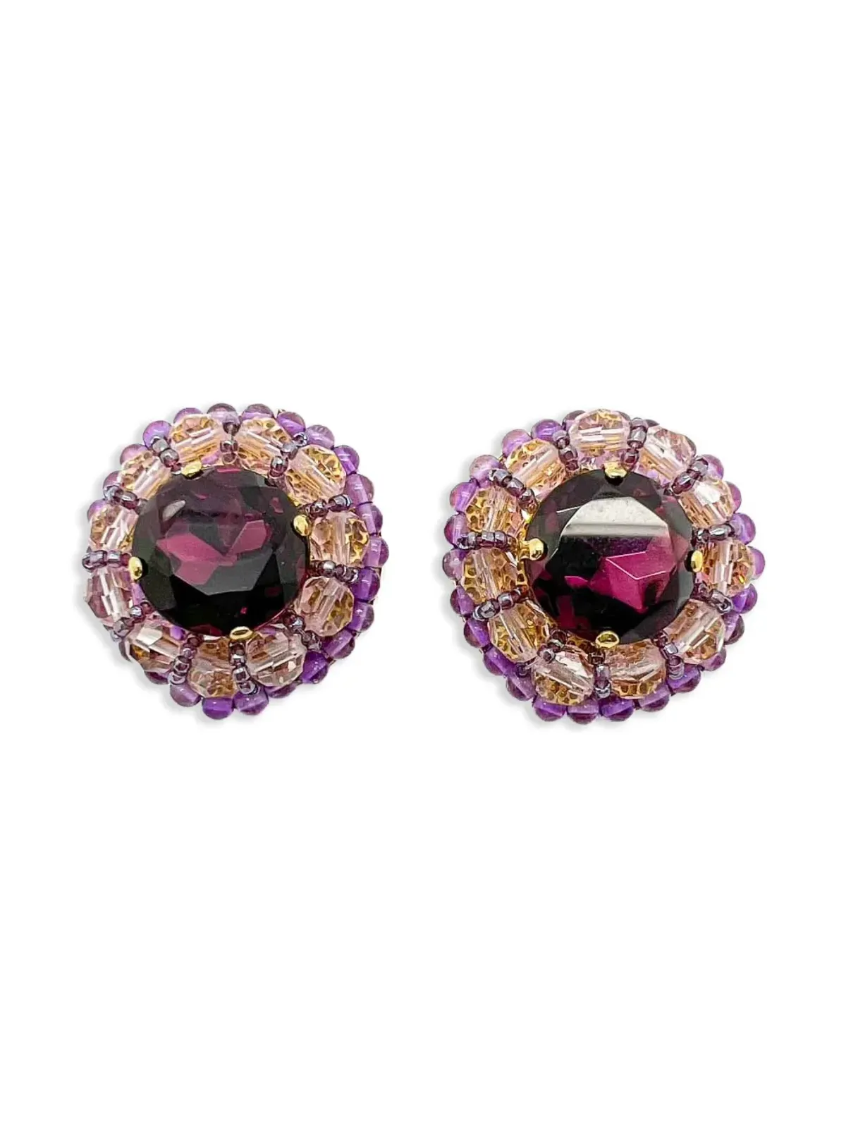 Jennifer Gibson Jewellery 1960s ビンテージ グランドアメジスト クリスタル クリップオンイヤリング - Purple - 画像1