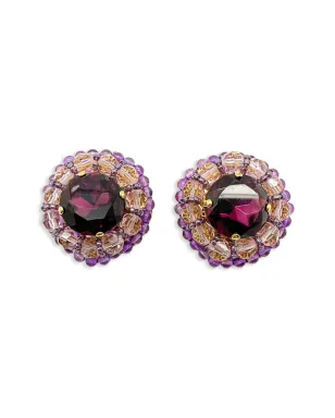 Jennifer Gibson Jewellery 1960s ビンテージ グランドアメジスト クリスタル クリップオンイヤリング - Purple - サムネイル1