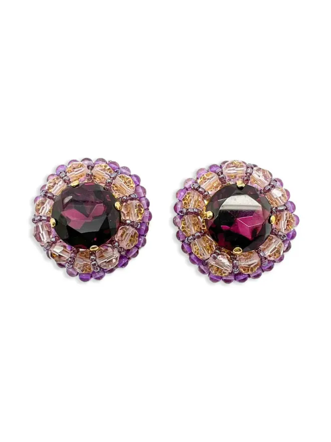 Jennifer Gibson Jewellery Jennifer Gibson Jewellery 1960s ビンテージ グランドアメジスト クリスタル クリップオンイヤリング - Purpleの商品画像