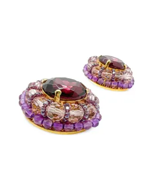 Jennifer Gibson Jewellery 1960s ビンテージ グランドアメジスト クリスタル クリップオンイヤリング - Purple - サムネイル5