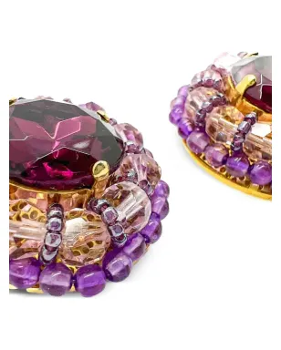 Jennifer Gibson Jewellery 1960s ビンテージ グランドアメジスト クリスタル クリップオンイヤリング - Purple - サムネイル2