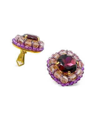 Jennifer Gibson Jewellery 1960s ビンテージ グランドアメジスト クリスタル クリップオンイヤリング - Purple - サムネイル3