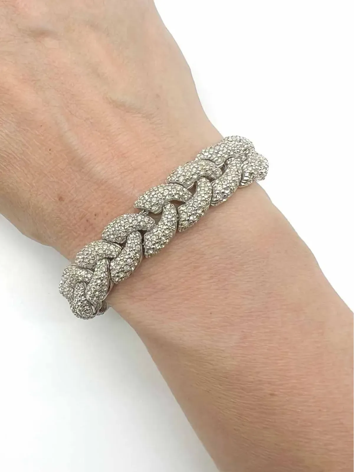 Jennifer Gibson Jewellery 1980年代ビンテージ Ciner クリスタル装飾ブレスレット - シルバー - 画像2