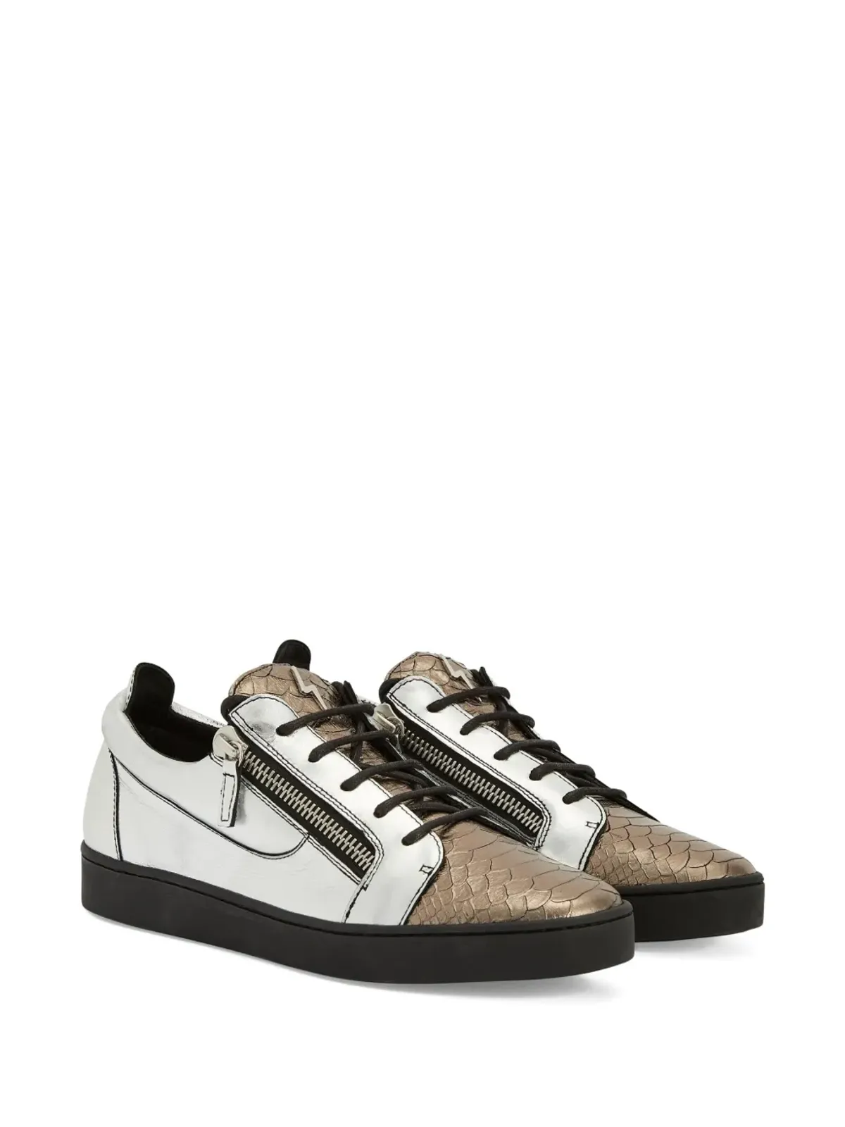 Giuseppe Zanotti フランキー レザー ジップディテール スニーカー - シルバー - 画像2