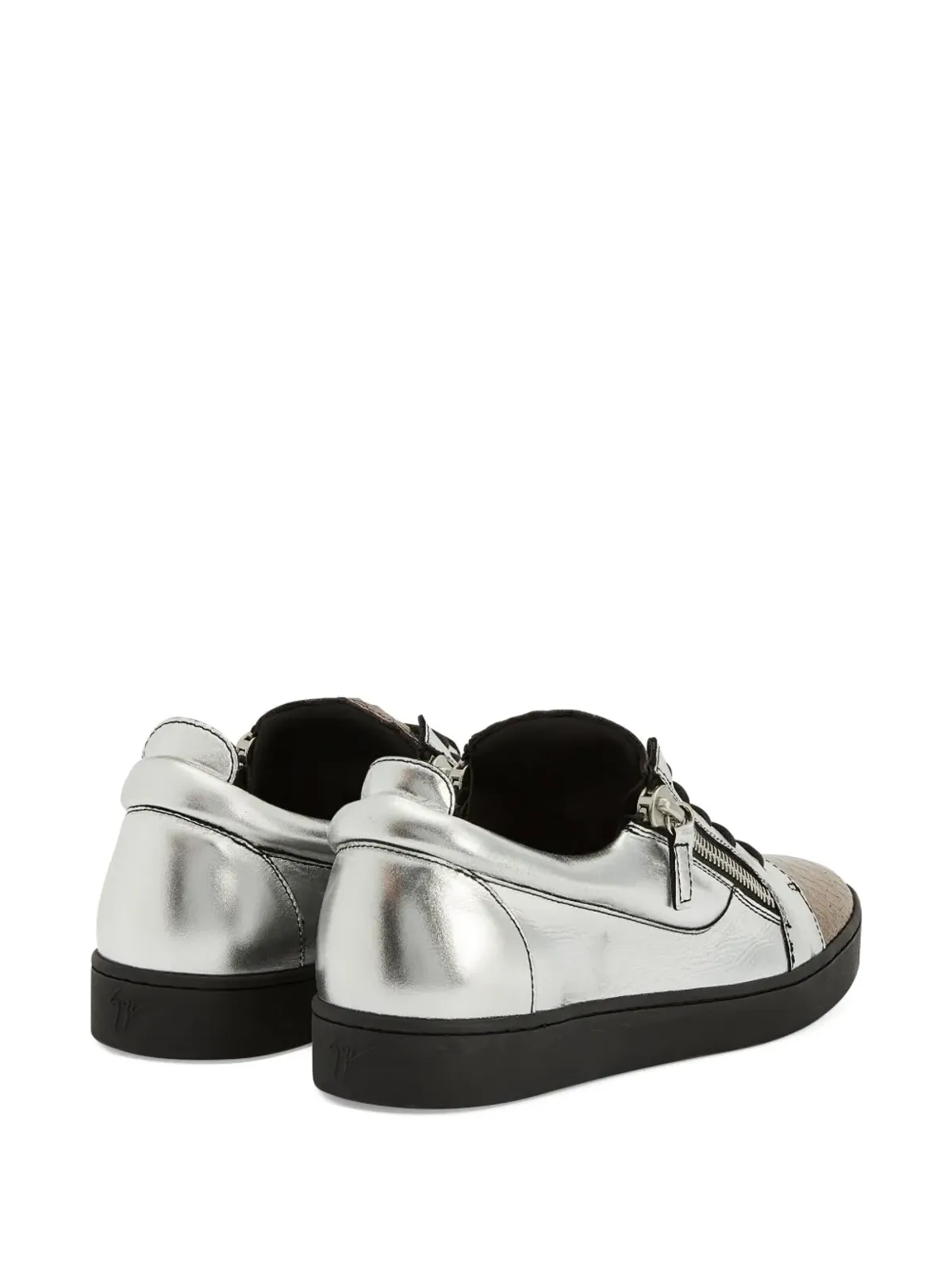 Giuseppe Zanotti フランキー レザー ジップディテール スニーカー - シルバー - 画像3