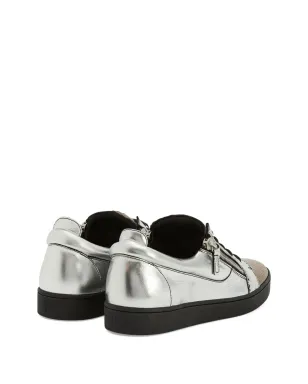 Giuseppe Zanotti フランキー レザー ジップディテール スニーカー - シルバー - サムネイル3