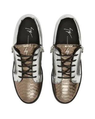 Giuseppe Zanotti フランキー レザー ジップディテール スニーカー - シルバー - サムネイル4